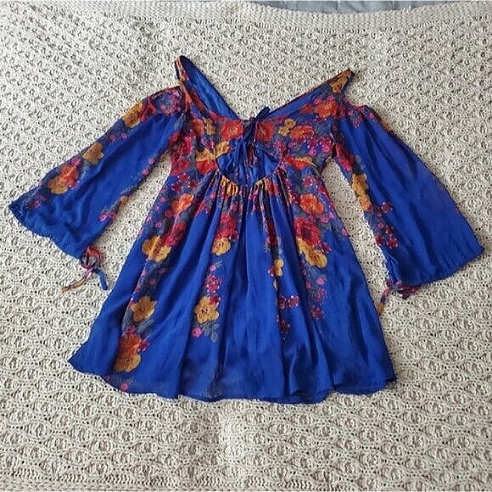 Vintage Free People 'Penny Lover' Boho Cold Shoulder Cutout Dress